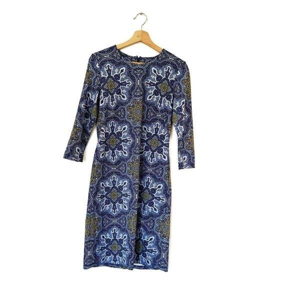 J.McLaughlin Sophie Catalina Cloth Stretch Jersey Sheath Dress Womens Small Blue - Picture 1 of 6